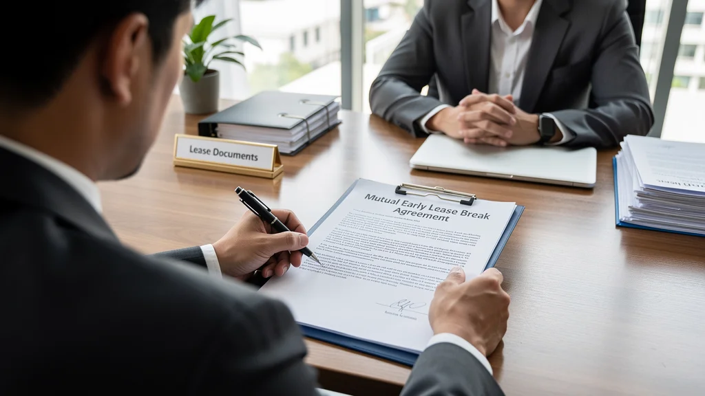 Person reviewing lease contract documents for early termination options