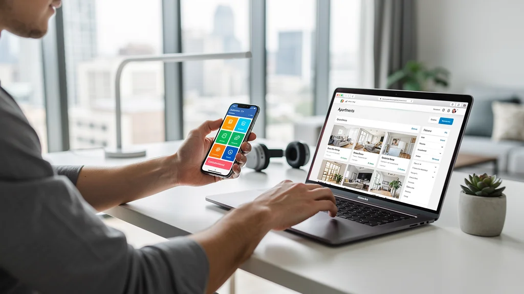 Smartphone showing rental apps and tools