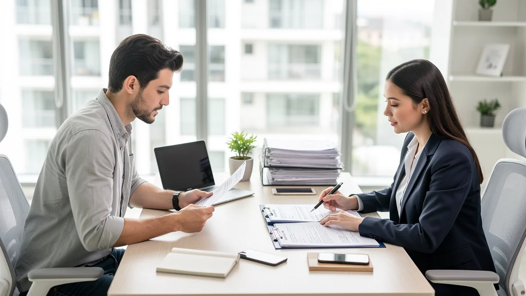 Person reviewing rental application documents